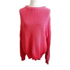 Cambridge Classics Vintage Women’s Fisherman Sweater Oversized Size Large Pink